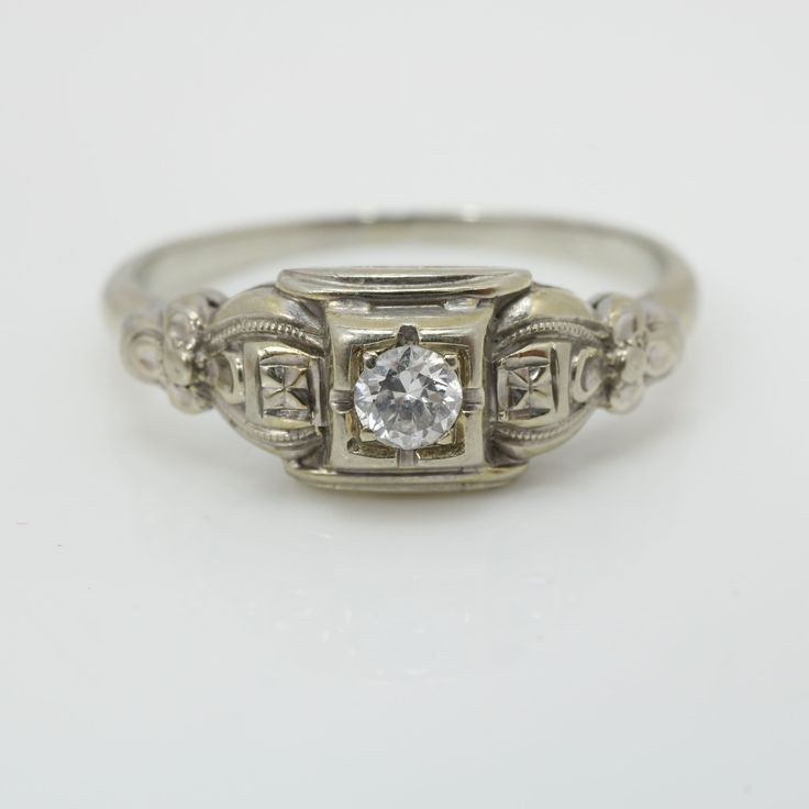 Antique Art Deco Diamond Engagement Ring 18K White Gold The Ring is 6.78mm across by 4.37mm in height Diamond 0.0ct Ring size 7 Weight 2.3 grams Comes with a new black ring box Item Number 4030 Classic Diamond White Birthstone Ring With Diamond Accents, Classic White Gold Birthstone Ring With Single Diamond, Classic Birthstone Ring With Diamond Accents In Diamond White, Formal 14k White Gold Birthstone Ring, Formal White Gold Diamond Birthstone Ring, Classic Silver Birthstone Ring With Single Diamond, Silver Classic Birthstone Ring With Single Diamond, Anniversary White Gold Birthstone Ring With Diamond, Classic White Gold Birthstone Promise Ring