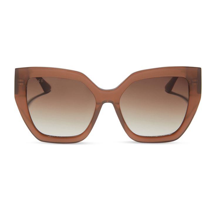 diff eyewear blaire oversized square sunglasses with a macchiato brown acetate frame and brown gradient lenses front view Elegant Plastic Sunglasses With Mirrored Lenses, Brown Cat Eye Sunglasses For Spring, Elegant Sunglasses With Mirrored Lenses, Spring Sunglasses With Uv Protection In Acetate, Chic Sunglasses With Uv Protection, Modern Brown Cat Eye Sunglasses For Spring, Chic Brown Sunglasses For Party, Chic Brown Cat Eye Sunglasses For Spring, Elegant Plastic Sunglasses For Spring