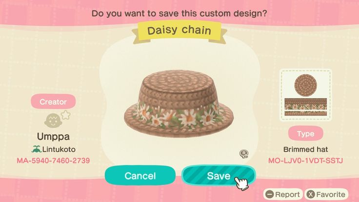 Acnh codes Acnh Fall Hat Code, Acnh Straw Hat Design, Hat Acnh Code, Acnh Springcore Codes Clothes, Animal Crossing Hat Design Codes, Acnh Hats Codes, Animal Crossing Clothes Spring, Acnh Springcore Clothes, Acnh Clothes Design Codes Spring