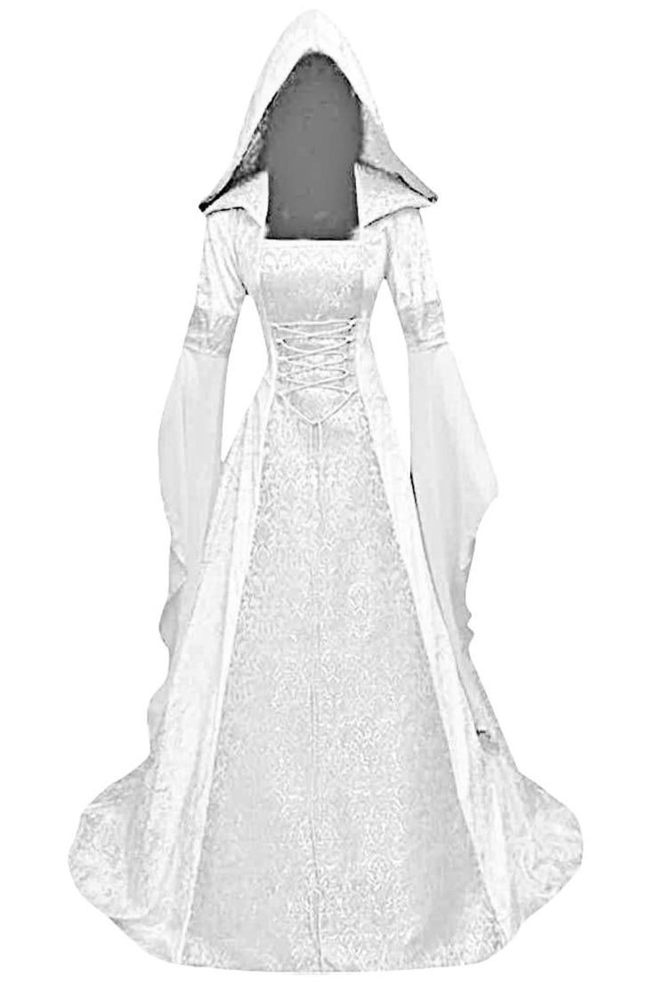 PRICES MAY VARY. polyester Imported Pull-On closure Machine Wash & Hand Wash ✪Material: Elegant halloween witch costume for women is made of high quality polyester material, velvet and lace, soft, lightweight and comfy for skin, durable. With this such retro gown renaissance medieval fancy dress, you will enjoy a wonderful night! ✪Occasion:This hooded women victorian dress is perfect for a masquerade ball, dress up parties Halloween cosplay party, gothic party, Victorian events and any costume p Medieval Costume Women, Gaun Abad Pertengahan, Gothic Ideas, Vintage Inspired Wedding Dresses, Witch Dress, Wedding Gowns With Sleeves, Medieval Costume, Medieval Dress, Dress Halloween Costume