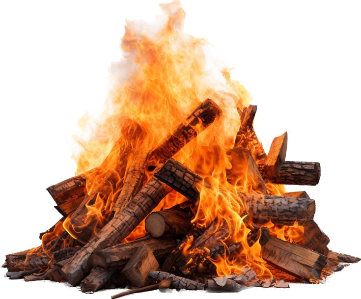 a pile of firewood burning on top of it