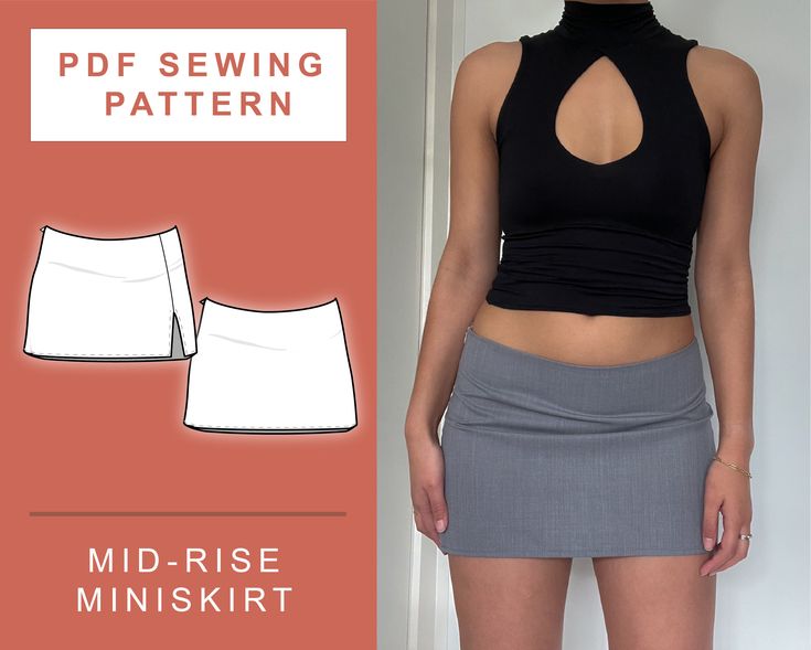 a woman wearing a skirt and top sewing pattern