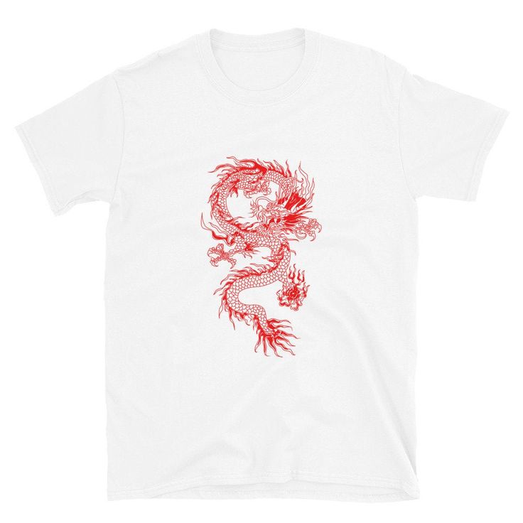 "Japanese Dragon Shirt | Red Dragon T-Shirt | Traditional Japan Dragon Art Drawing Tee | Aesthetic Grunge Clothing | Unisex T-Shirt A Japanese dragon, also known as ryū (ryu) or tatsu (龍 or 竜, \"dragon\") is a mythical animal from Japan. Like other creatures called dragons, the Ryū is a big, fantastic animal that looks similar to a serpent, and is related to the Chinese lóng and the Korean yong. You've now found the staple t-shirt of your wardrobe. It's made of a thicker, heavier cotton, but it' Red Graphic Print T-shirt, Red Graphic Tee With Print, Red Shirt With Front Print For Streetwear, Red Graphic Print Tee Shirt, Red Graphic Shirt For Streetwear, Red Crew Neck Shirt With Front Print, Red Crew Neck T-shirt With Graphic Design, Red Screen Print Shirt For Streetwear, Red Band Merch Shirt With Screen Print