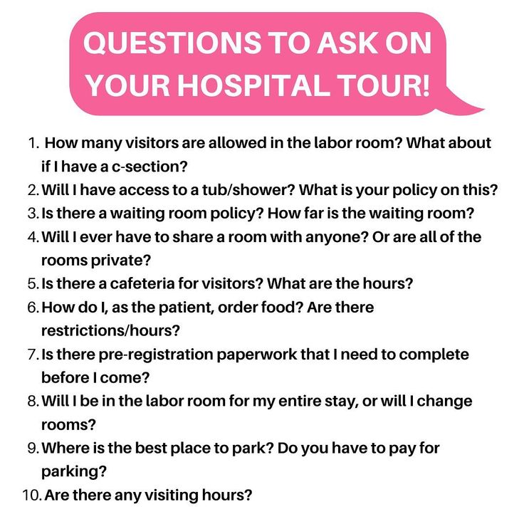 a question card with the words questions to ask on your hospital tour written in pink