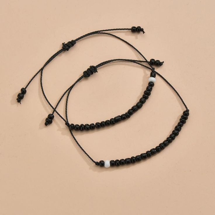 Material: Plastic/Resin Color: Black, White, as Shown in the Picture Fashion Element: Round Style: Ethnic Style Couple Pinky Promise, Couple Friendship Bracelets, Matching Bracelets For Best Friends, Morse Code Gifts, Relationship Jewelry, Bracelets Couple, Friends Couple, Number Beads, Promise Bracelet