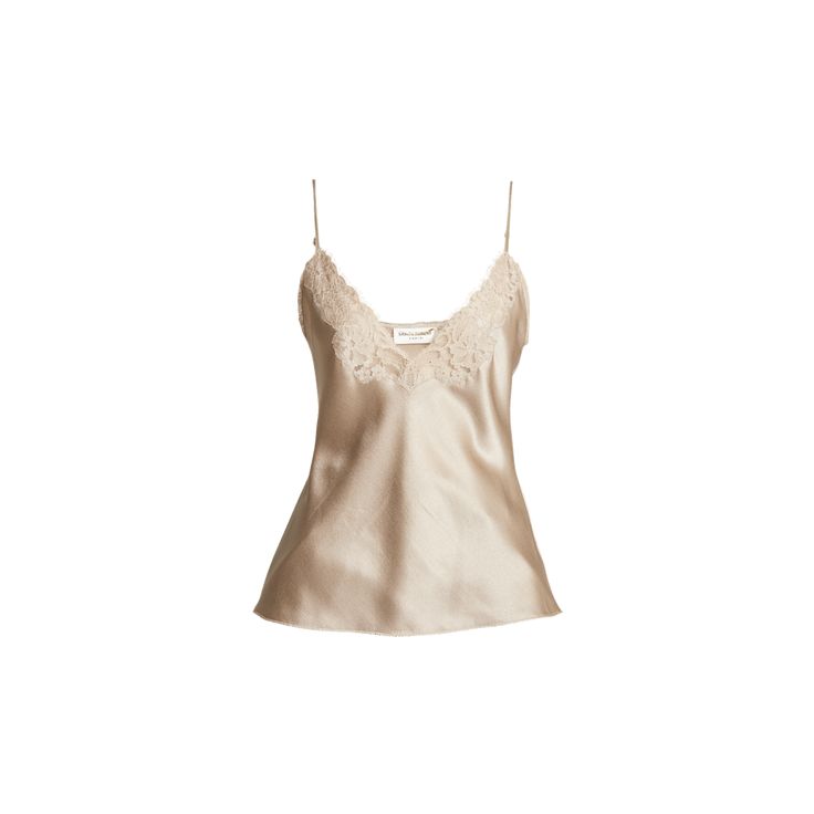 Saint Laurent satin top features lace detailing at the neckline  V-neckline Sleeveless Hip length  Relaxed fit Silk/cotton Made in Italy Satin Blouse, Satin Top, Hip Length, Lace Detail, Saint Laurent, Tops Designs, In Italy, Relaxed Fit, Satin