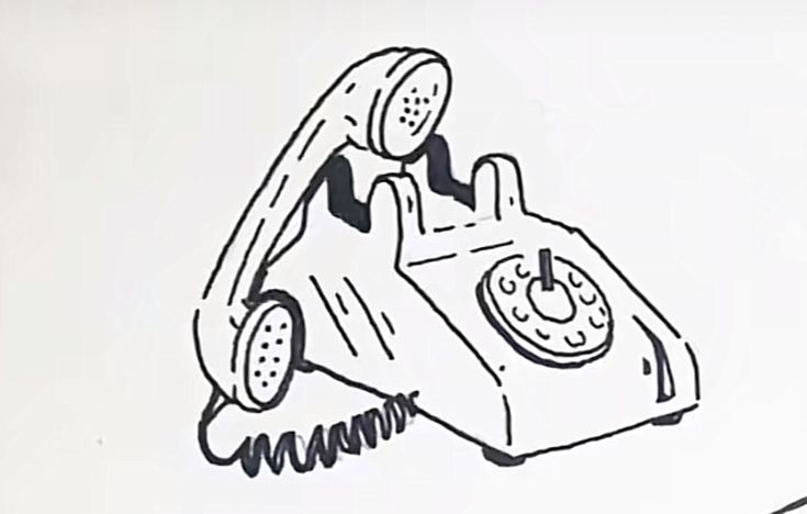 a drawing of an old fashioned phone