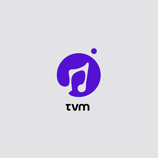 the logo for tvm is shown in purple