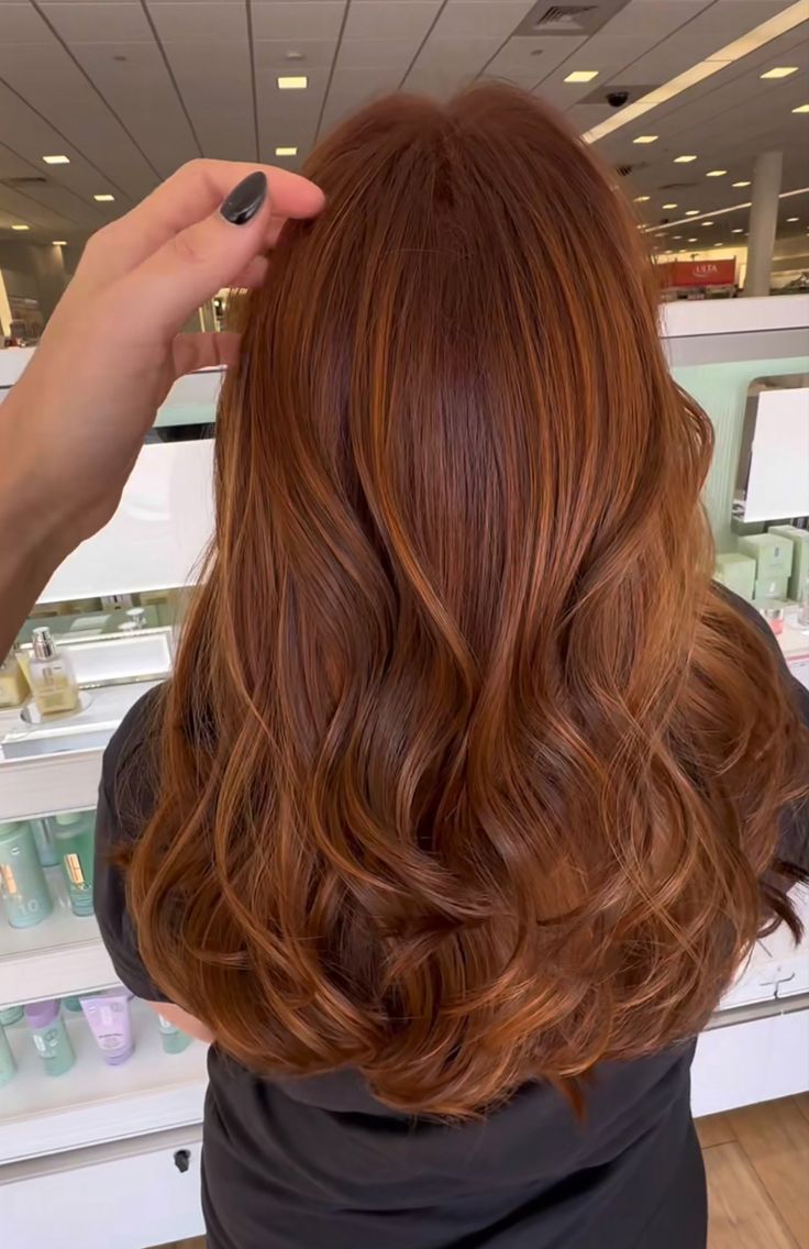 Ginger Hair From Brown, Caramel Brown Red Hair, Cooper Cowboy Hair Color, Ginger Gloss On Brown Hair, Natural Looking Auburn Hair, Crushed Garnet Hair Color, Cooper Hair With Dark Root, Auburn Hair Summer, Cooper With Highlights