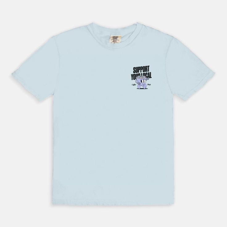 These tees are printed on super soft Comfort Colors, providing a relaxed unisex fit with a worn-in look and feel. This collection offers our most expanded size range from S-3X.Looking for these tees to fit oversized? Size up 1-2 sizes.Model has sized up to an XL for an oversized fit.• 100% ring-spun cotton• Garment-dyed• Relaxed fitThis product is made especially for you as soon as you place an order, please see the banner on the top of our site for current turnaround times. Making products on d Local Coffee Shop, Tee Shop, Chambray, Comfort Colors, Coffee Shop, Outfit Accessories, Clothes