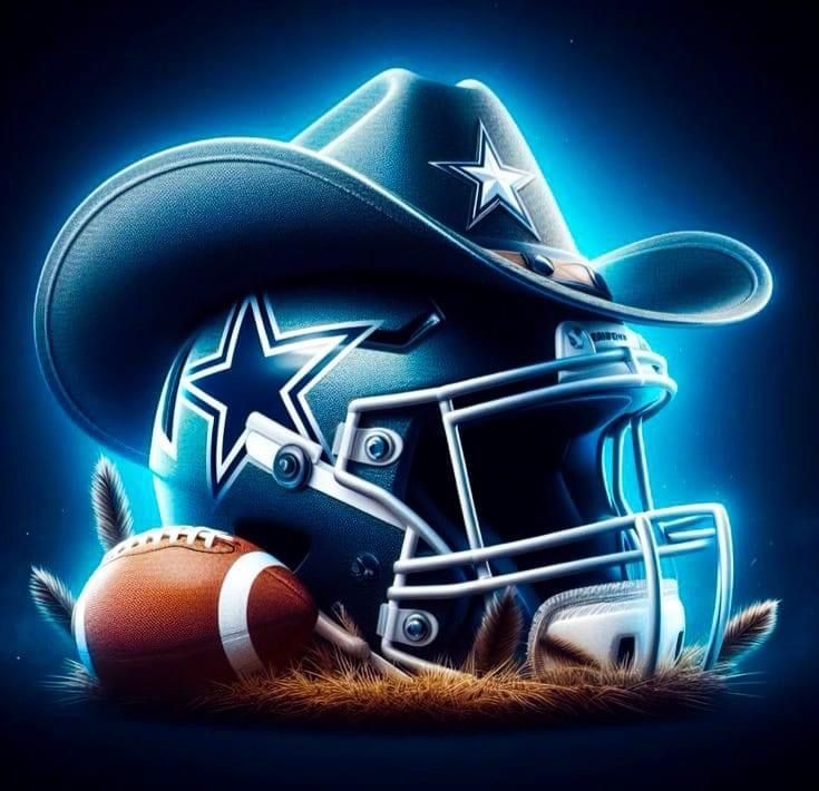 a football helmet with a cowboy hat on it