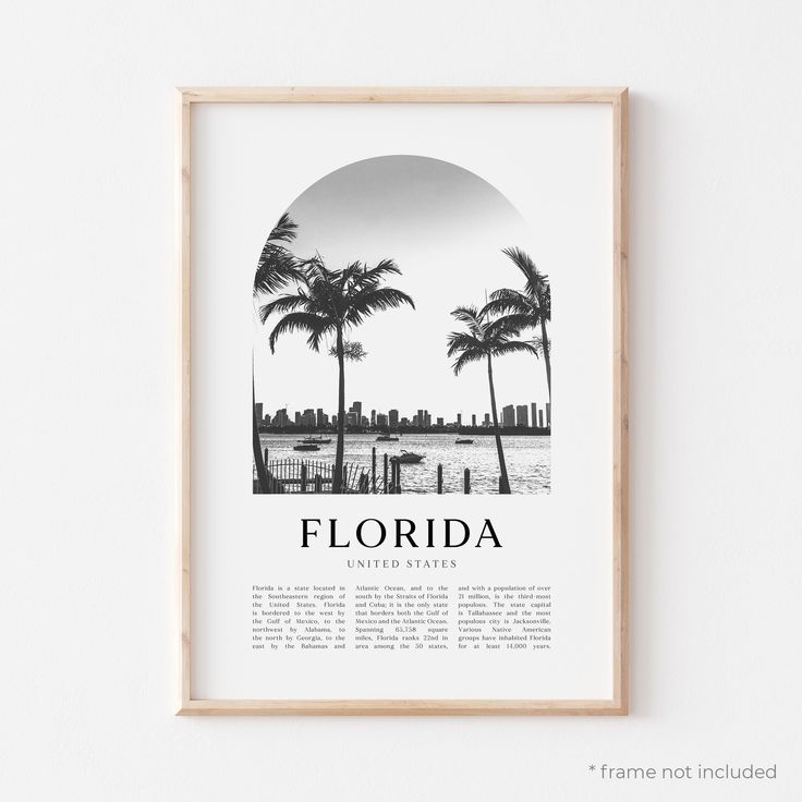 a black and white photo with the words florida on it