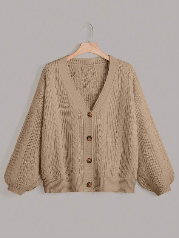 Introducing the epitome of cozy elegance, the Cable Knit Bishop Sleeve Cardigan. This enchanting fashion piece seamlessly marries timeless charm with contemporary flair, setting the stage for your fashion-forward journey through the cooler seasons. Crafted with meticulous attention to detail, the cable knit pattern adorning this cardigan exudes a sense of craftsmanship and tradition. Specifications: Style: Casual Pattern Type: Plain Sleeve Length: Long Sleeve Sleeve Type: Drop-Shoulder Length: M Cable Knit Pattern, Comfy Jumpsuits, Cozy Cardigan, Bishop Sleeve, Simple Trendy Outfits, Knit Pattern, Sleeve Cardigan, The Stage, Shoulder Length