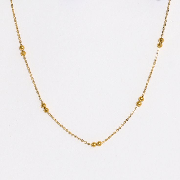 "This satellite chain necklace is the perfect layering necklace that will complement everything and never change color. Great to wear by itself or to layer with others. ★Material: 18K Gold Plated Stainless Steel ★Closure: lobster claw ★Chain style: satellite ★Bead size: 3mm/4mm ★Length : 14\"-22\" ★Chain thickness: 1 mm ★Hypoallergenic ★Anti-Tarnish Free shipping on all U.S. orders over $35" Gold Minimalist Layered Necklace With Beaded Chain, Yellow Gold Satellite Chain Choker Necklace, Gold Clavicle Chain Station Necklace For Everyday, Gold Ball Chain Necklaces For Layering, Gold Satellite Chain Choker Necklace, Gold Beaded Chain Necklace For Layering, Gold Chain Necklace With Beaded Chain For Layering, Gold Satellite Chain Necklace Minimalist Style, Gold Satellite Chain Necklace In Minimalist Style