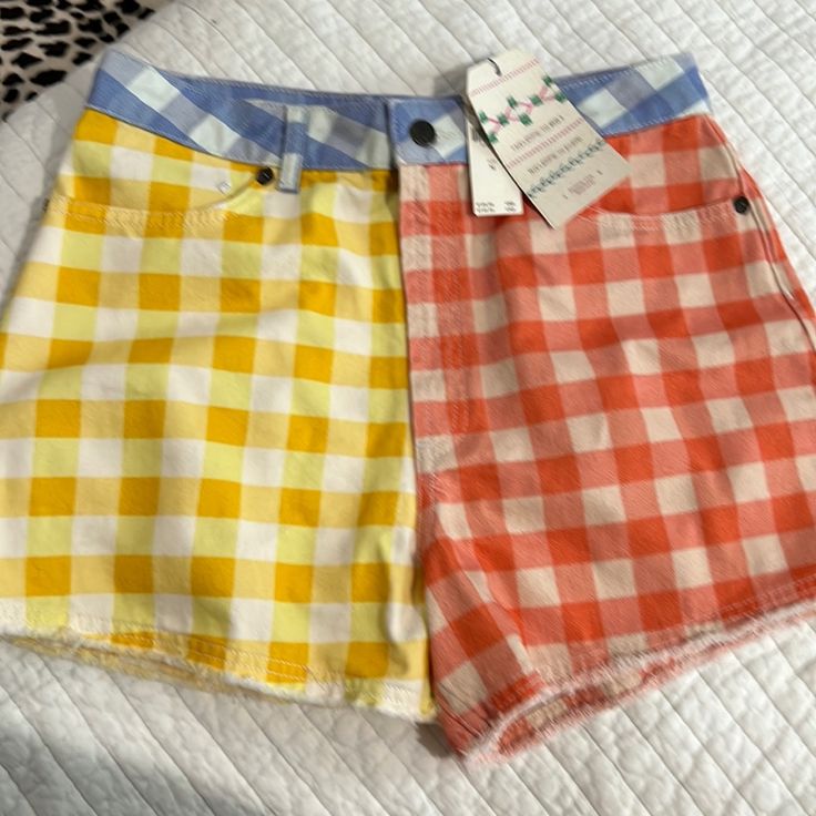 Sold Out Collection From Farm Rio X Anthropology. Brand New With Tags. Retro Cotton Shorts For Spring, Trendy Gingham Shorts, Retro Cotton Cutoff Shorts, Retro Cotton Jean Shorts For Summer, Trendy Gingham Summer Shorts, Trendy Gingham Shorts For Summer, Yellow Cotton Bottoms For Spring, Trendy Summer Gingham Shorts, Trendy Plaid Shorts For Spring