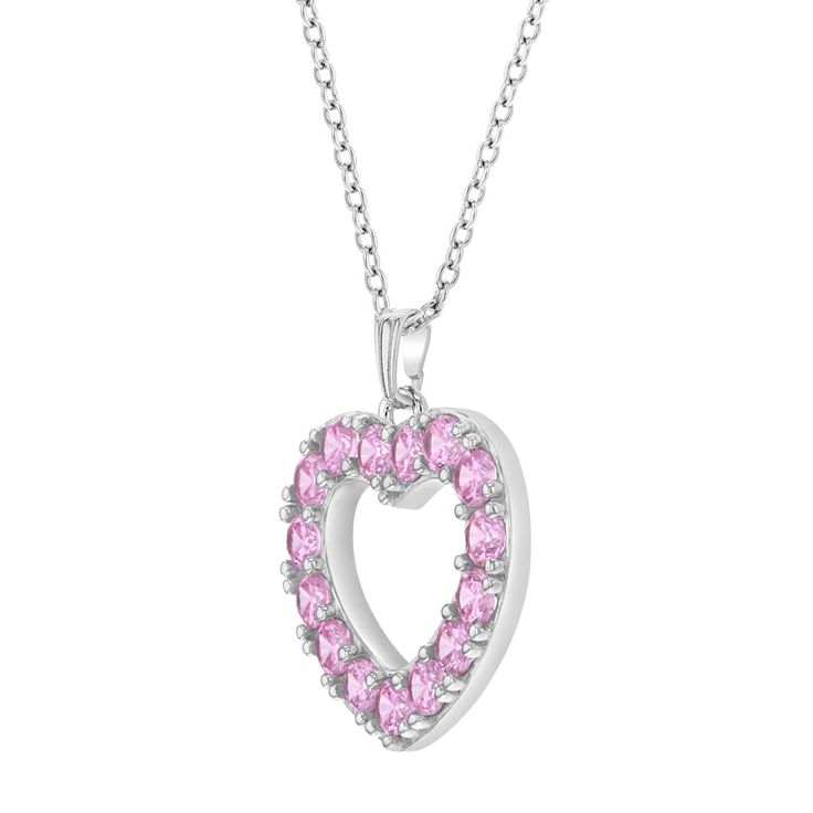 Looking for a special gift for your little princess? This gorgeous open heart pendant sparkles brightly with multiple pretty pink cubic zirconias. Crafted entirely of 925 sterling silver which is suitable for those with sensitive skin. This necklace rests on a beautiful matching link chain and comes neatly packaged in its own little gift box! Age Group: Lovely for Young Girls and Pre-Teens; Safe for Sensitive Skin Material: 925 Sterling Silver Heart Size: 17mm x 18mm Open heart, prong set (pink) Pink Heart-shaped Birthstone Jewelry, Pink Cubic Zirconia Heart Necklace, Pink Sterling Silver Heart Cut Necklace, Pink Heart Cut Cubic Zirconia Necklace, Valentine's Day Pink Sterling Silver Heart Necklace, Pink Heart Necklace With Birthstone For Mother's Day, Pink Cubic Zirconia Jewelry For Mother's Day, Pink Cubic Zirconia Heart Pendant Necklace, Pink Heart-shaped Sterling Silver Necklace