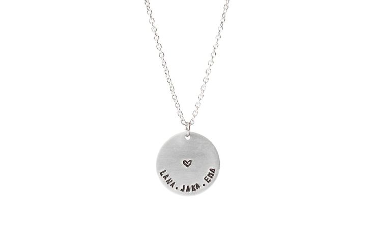 You can't get more personal than with this beautiful personalized necklace with children's names.  Do you love to wear personalized jewellery with your child's or partner's name on it, a special date that means the world to you? This personalized necklace that has your favourite name or date stamped on the surface is the perfect piece of jewellery for you.  You can wear what is important to you every day because the beauty of this minimalist design of the necklace is that you can combine it with Meaningful Name Jewelry For Personalized Gifts, Meaningful Personalized Name Jewelry, Personalized Sterling Silver Jewelry For Mom, Personalized Sterling Silver Jewelry Gift For Mom, Mother's Day Name Birthstone Necklace With Round Pendant, Mother's Day Birthstone Necklace With Name On Round Pendant, Nickel-free Name Necklace For Mother's Day Gift, Mother's Day Round Pendant Birthstone Necklace With Name, Hand Stamped Name Necklace For Mother's Day