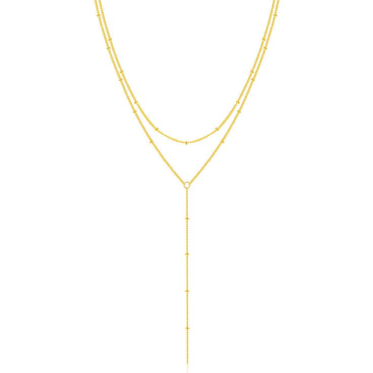 Type: Necklace Material: S925 Sterling Silver Stone: None Chain Length: 40cm + 5cm Color: Gold/Silver Item: Sold As One Piece Lariat Necklaces With Satellite Chain For Gifts, Double Strand Satellite Chain Necklace For Gift, Dainty Sterling Silver Necklace With Beaded Chain, Yellow Gold Double Strand Beaded Necklace, Minimalist Lariat Necklace With Satellite Chain, Silver Lariat Necklace With Satellite Chain, Delicate Chain Necklaces For Layering, Beaded Lariat Necklace Perfect For Gifts, Delicate Chain Long Drop Necklace For Layering