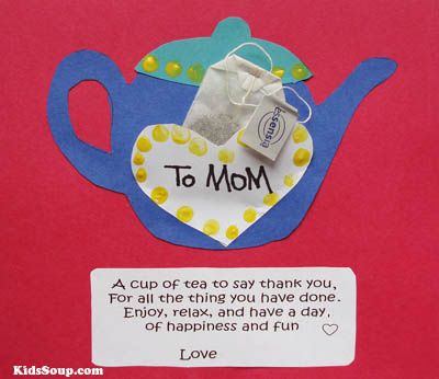 a mothers day card with a teapot on it