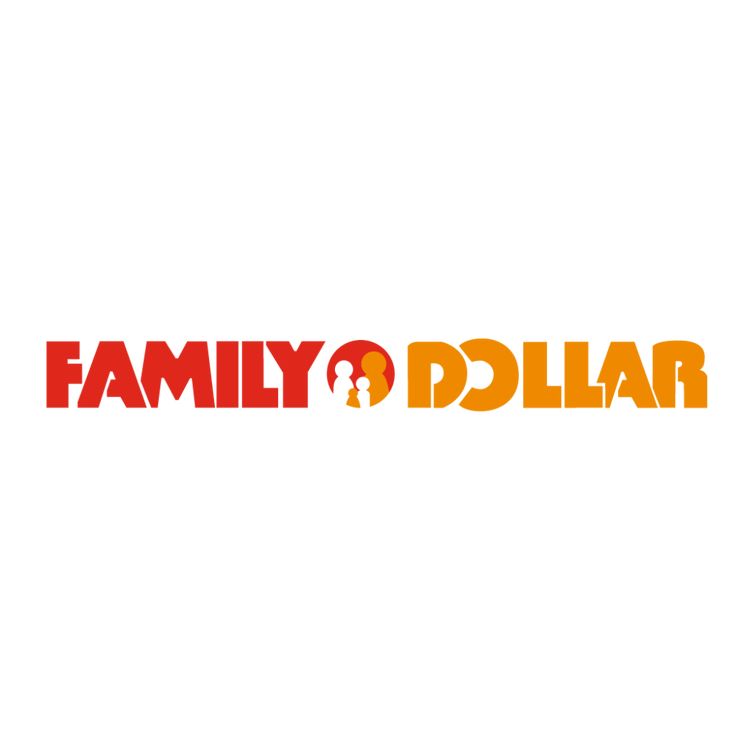 the family dollar logo is shown in red and orange