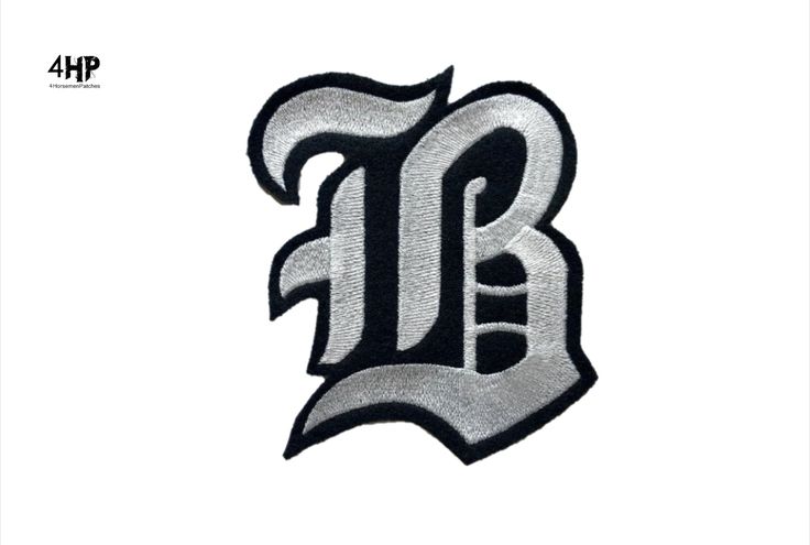 the letter b in black and white embroidery