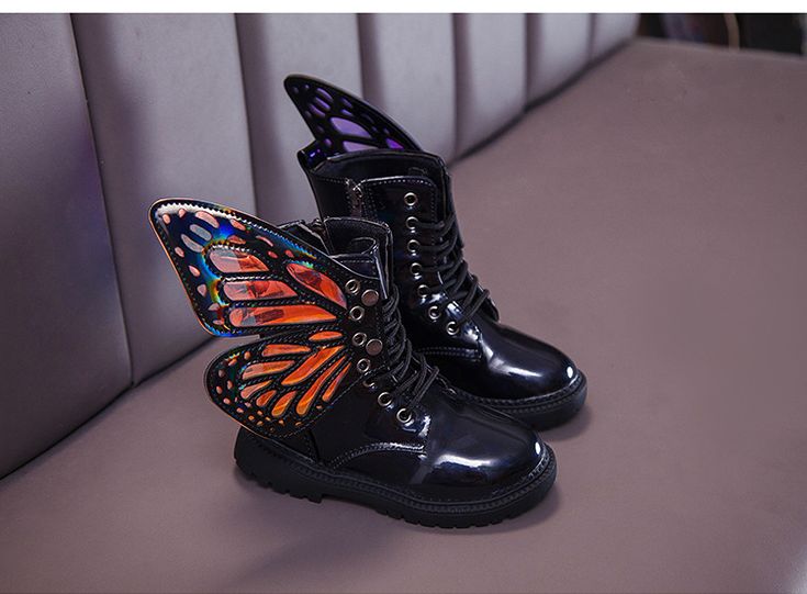 Butterfly Winged Boots - Momorii Winged Boots, Winter Child, Butterfly Legs, Child Shoes, Kids Winter Boots, Wing Boots, Kids Winter Fashion, Kids Snow Boots, Winter Fashion Boots