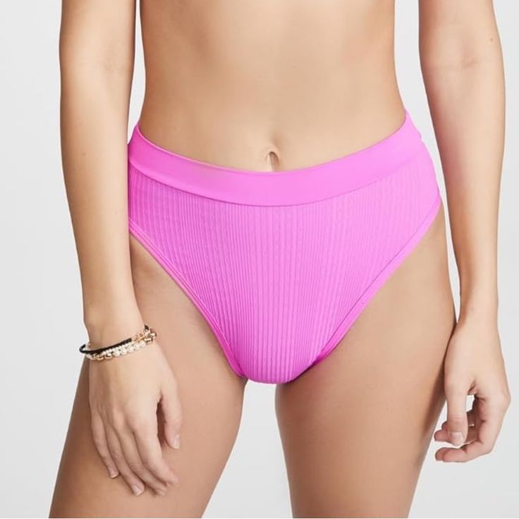 L*Space Frenchi Bikini Bottoms Ribbed Knit Pink New With Tags Size Large Bitsy Signature High-Rise L*Space Frenchi Bikini Bottoms Finished With A Cool Texture That Updates The Brand's Usual Ribbed Design. Retail: $99, Bottoms Only. Ribbed Knit High-Waisted Silhouette Shell: 89% Nylon/11% Spandex Lined Made In The Usa Shipped Fast From A Smoke Free, Pet Free Home! Feel Free To Ask Questions Or Make An Offer :) Sku: Nbc1 Beach Travel Vacation Summer Swim Swimsuit Swimming Bathing Suit Cruise Pool Summer Ribbed Poolside Bottoms, Ribbed Bottoms For Poolside Summer, Summer Ribbed Bottoms For Poolside, Ribbed Swimming Bottoms For Summer, Solid Ribbed Spring Swimwear, Ribbed Beachwear Bottoms For Summer, Ribbed Bottoms For Beach Summer, Fitted Ribbed Beach Bottoms, Fitted Ribbed Bottoms For Beach