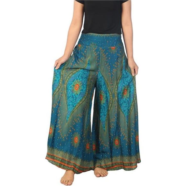 - Pull On Closure - Hand Wash Only - Womens Palazzo Pants Please Be Careful When Choose Size From Petite To Plus Sizes As Small, Medium, Large And X-Large Sizes. Please Refer To Detailed Size Photo Before Purchasing. - Boho Flare Pants For Women Comes With Wide Legs And Elastic Waist. Great Choice For Festivals And Concerts, Dancing, Relax At Home, Traveling, Summer, Women Fall Clothes, Gift, Casual Indoor And Outdoor Wear. - All Our Hippie Costumes Are Done With Special Sewing Methods Which Gua Bohemian Ankle-length Floral Pants, Floral Print Ankle-length Harem Pants, Bohemian Floral Print Pants With Loosely Fitted Hips, Bohemian Pants With Floral Print And Loose Fit, Bohemian Floral Print Trousers, Green Bohemian Bottoms With Floral Print, Bohemian Green Floral Print Bottoms, Green Bohemian Floral Print Bottoms, Hippie Wide Leg Floral Print Bottoms