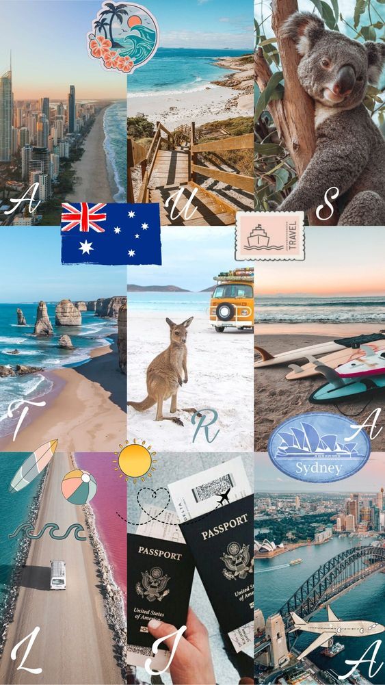 australia collage with various images and symbols