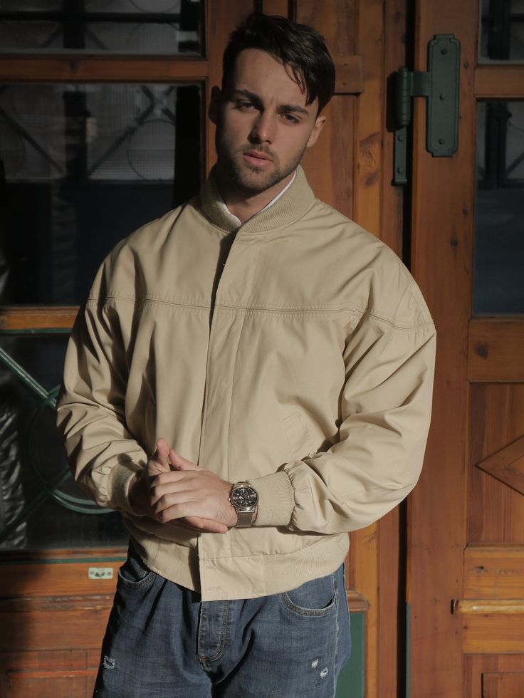 Beige Casual Outerwear With Ribbed Collar, Casual Beige Outerwear With Ribbed Collar, Casual Beige Outerwear With Corduroy Collar, Casual Outerwear With Ribbed Collar, Casual Solid Outerwear With Ribbed Collar, Casual Beige Outerwear With Ribbed Cuffs, Classic Cotton Outerwear With Ribbed Cuffs, Cream Outerwear With Ribbed Cuffs For Work, Classic Beige Outerwear With Corduroy Collar