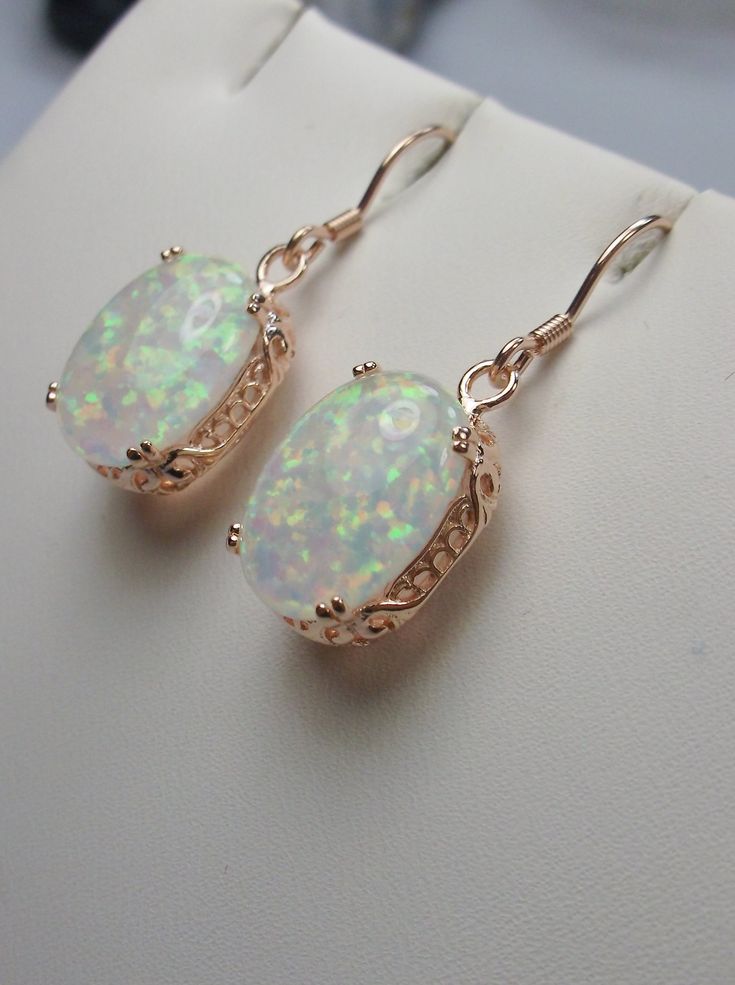 Opal earrings, Rose Gold floral filigree, Edwardian vintage jewelry, Silver Embrace jewelry Elegant Opal Jewelry With Cabochon, Elegant Opal Cabochon Jewelry, Oval Opal Jewelry With Matching Earrings, Elegant Rose Gold Opal Jewelry, Oval Opal Earrings For Formal Occasions, Formal Oval Opal Earrings, Elegant Rose Gold Jewelry With Oval Cabochon, Edwardian Jewelry, Earrings Rose Gold