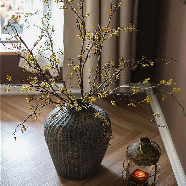 #fall #cozy #homedecoration #homedecor #home Flower Beard, Vase With Branches, Faux Branches, Artificial Branches, Long Stem Flowers, Twig Branch, Flower Handmade, Flower Stem, Vase Arrangements