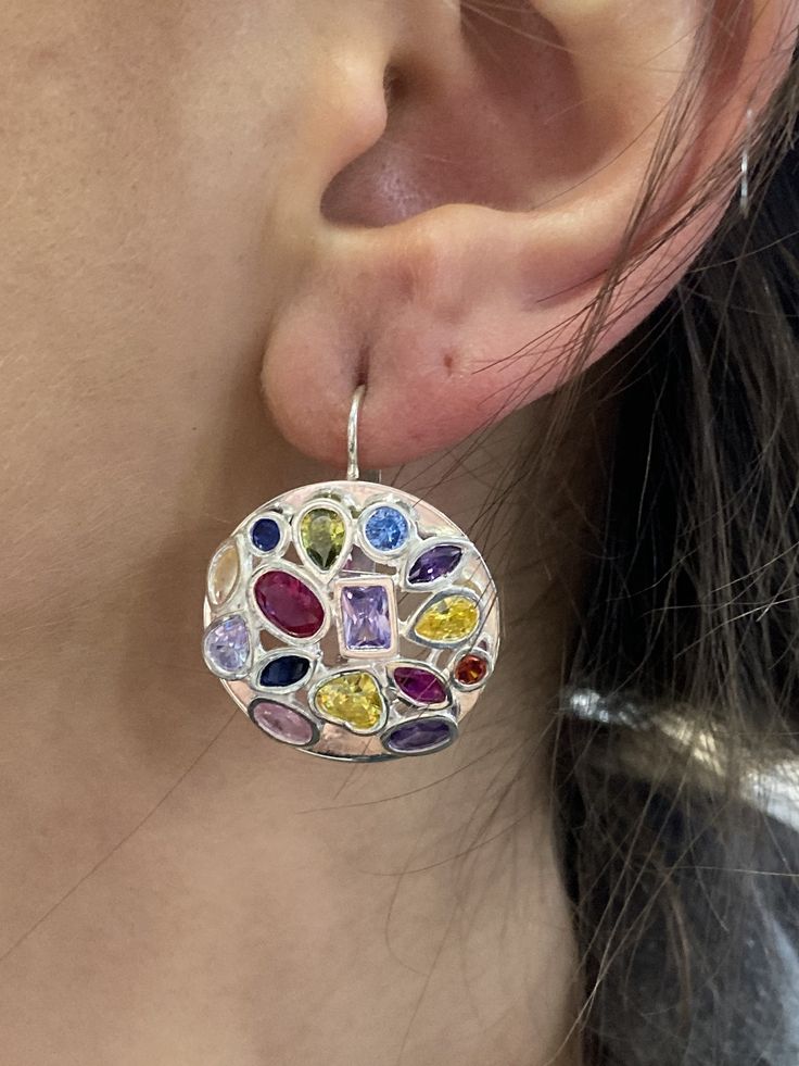 Multicolor round jewelry Multicolour silver earrings Round multicolor ring Big round Silver Jewelry Colorful Jewelry Colorful Round Silver Pomegranate Jewelry, Full Finger Rings, Healing Stones Jewelry, Circle Jewelry, Jewelry Colorful, Chalcedony Ring, Blue Stone Ring, Symbolic Jewelry, Earrings Round