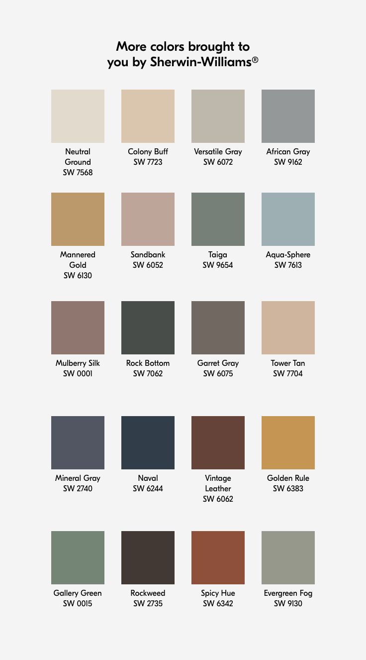 the color chart for sherylin williams's new paint collection, which is available in