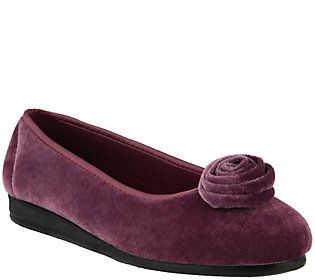 Boasting the look of a ballerina shoe with a comfy, padded insole, these slippers can be worn around the house or out during your daily errands. From Flexus by Spring Step. Comfortable Synthetic Ballet Flats With Round Toe, Comfortable Slip-on Ballet Flats, Slip-on Slippers With Removable Insole For Spring, Comfortable Slip-on Ballet Flats With Round Toe, Purple Winter Slippers With Round Toe, Comfortable Purple Round Toe Slippers, Pink Non-slip Closed Toe Slippers, Comfy Non-slip Indoor Slippers, Ballerina Shoes