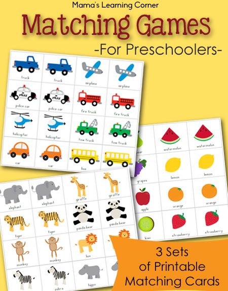 matching games for preschoolers with pictures of animals, trucks and fruit on them in the middle