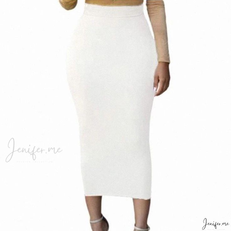 High-Waisted Figure-Flattering Party Midi Pencil Skirt Non-stretch White Mini Skirt, White Non-stretch Mini Skirt, White Non-stretch High Waist Mini Skirt, White High Waist Mini Skirt, White Non-stretch Lined Skirt, Chic White Non-stretch Mini Skirt, Chic White Non-stretch Skirt, High Waist Stretch Pencil Skirt For Party, Stretch High Waist Pencil Skirt For Party