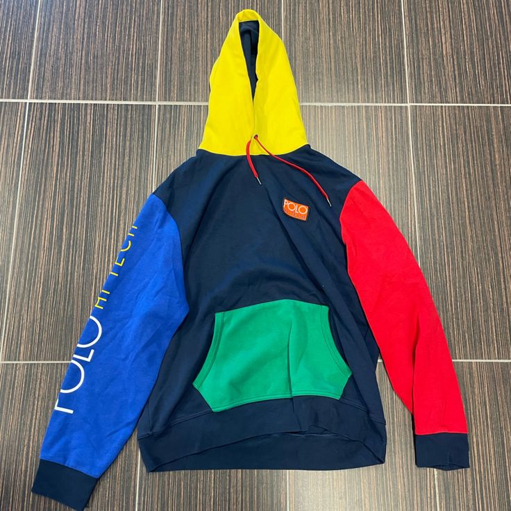 Multicolor. Size Xl. Excellent Preowned Condition Please Review All Images. I Try To Be As Thorough As Possible. Smoke Free, Pet Free Home! Color Block Cotton Hoodie With Long Sleeves, Multicolor Long Sleeve Hoodie With Drawstring, Cotton Color Block Long Sleeve Hoodie, Blue Contrast Color Hoodie For Fall, Hooded Color Block Cotton Top, Cotton Long Sleeve Color Block Hoodie, Sporty Cotton Sweatshirt With Color Matching, Color Block Cotton Hoodie, Blue Color Block Long Sleeve Sweatshirt