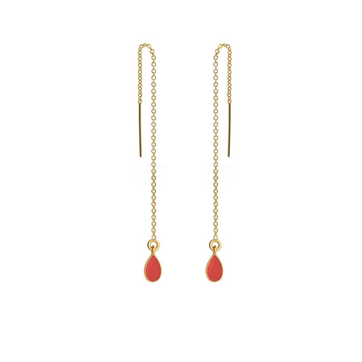 These ear threaders are beautiful and delicate, featuring a teardrop hanging by a chain. They are very versatile: you can change the height you wear them at by gently pulling the chain to the desired length. Or you can even thread them through piercings! Material: 14k gold filled. Delicate Chain Long Drop Earrings As Gift, Delicate Chain Long Drop Earrings For Gift, Gift Long Drop Threader Earrings With Delicate Chain, Delicate Chain Threader Earrings For Gift, Delicate Chain Long Drop Threader Earrings For Gift, Gift Delicate Chain Long Drop Threader Earrings, Adjustable Long Drop Threader Earrings, Dainty Teardrop Earrings With Delicate Chain, Dangle Threader Earrings With Cable Chain For Gift