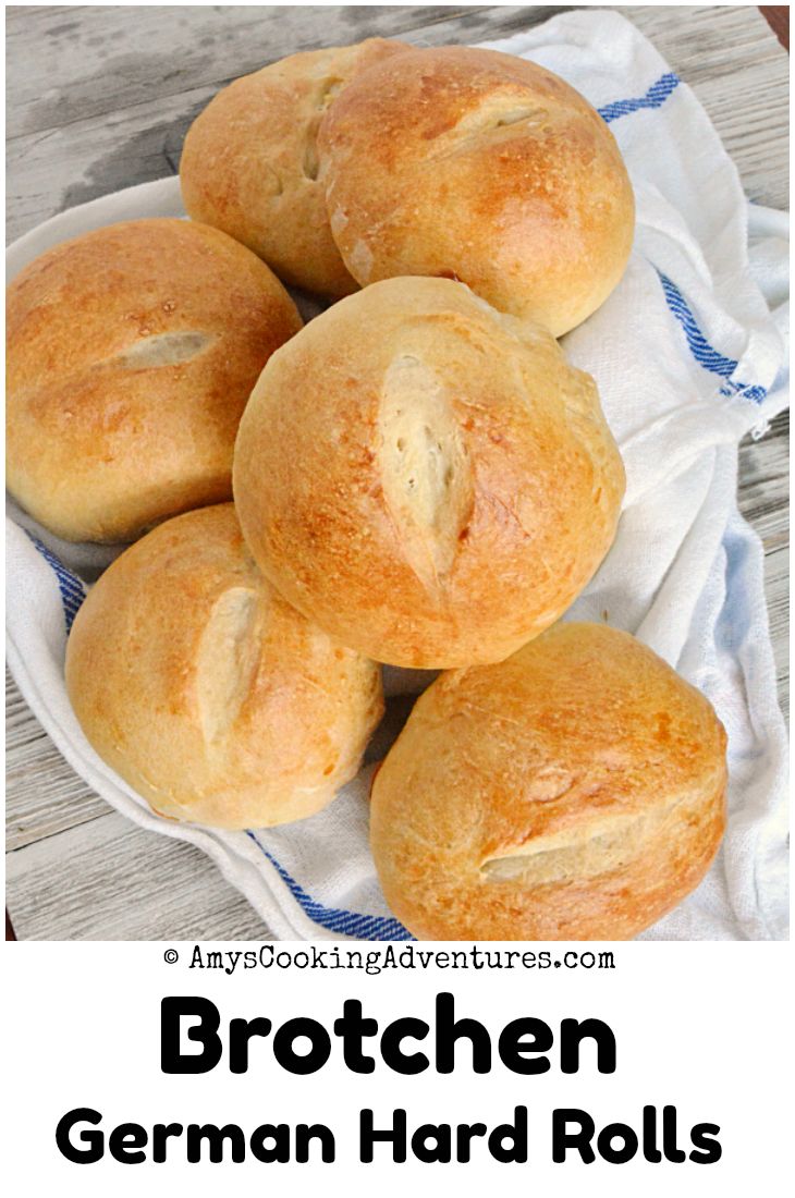 a bunch of bread rolls sitting on top of a white plate with the words, brother german hard rolls