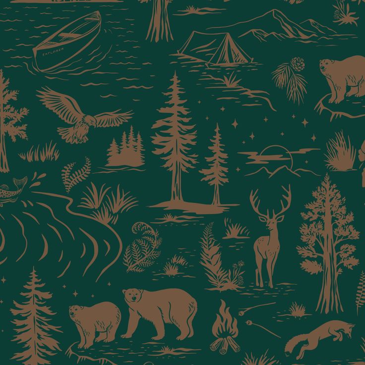 an image of a forest scene with animals and trees