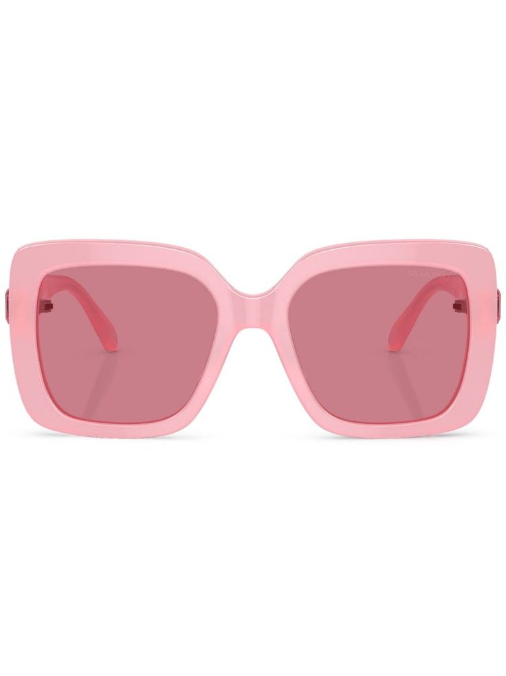 pink acetate Swarovski crystal embellishment rectangle frame pink tinted lenses straight arms curved tips These glasses come with a protective case. Frame Pink, Sunglasses Pink, Rectangle Frame, Pink Sunglasses, Book Week, Crystal Embellishment, Sunglass Frames, Swarovski Crystal, Protective Cases