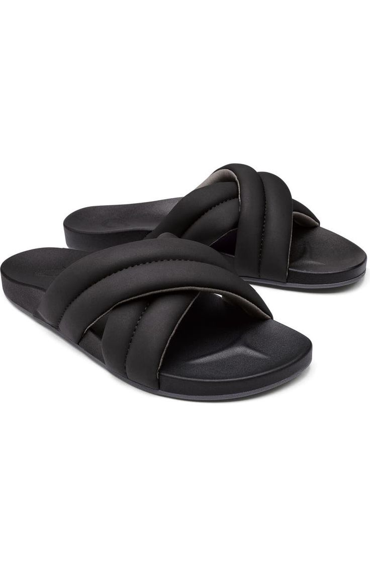 OluKai Hila Water Resistant Slide Sandal (Women) | Nordstrom Lightweight Synthetic Sandals With Gel Cushioning, Beach Slides With Ortholite Insole And Open Toe, Lightweight Synthetic Sandals With Ortholite Insole, Comfortable Synthetic Sport Sandals With Arch Support, Cushioned Open Toe Foam Slides, Comfortable Foam Slip-on Sandals, Cushioned Foam Open Toe Slides, Foam Slides With Cushioned Footbed And Open Toe, Comfortable Foam Slides For Beach