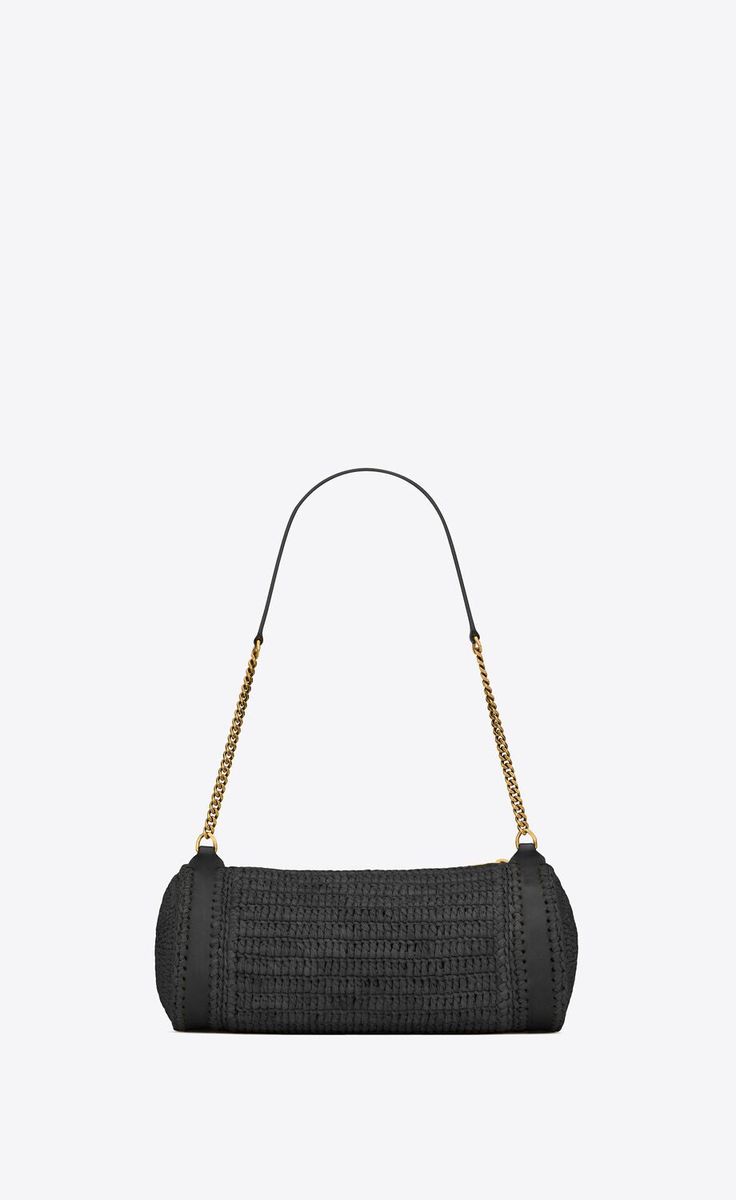 Item Color: Black Height: 11cm Width: 24.5cm Depth: 11cm Strap drop: 27cm Metal chain strap with leather insert Top zip closure Front metal logo Leather trim Gold-colored metal hardware Composition: Main: 100% Raffia Details: Calf Size Type: STANDARDSKU: 79I-G1N021 Our Products Are 100% Genuine. In All Cases We Stand By The Authenticity Of Every Product Sold On Our Site. Luxury Straw Shoulder Bag In Rectangular Shape, Luxury Rectangular Straw Shoulder Bag, Luxury Straw Tote Shoulder Bag, Luxury Rectangular Straw Bags, Evening Bag With Woven Leather In Natural Color, Evening Bags In Woven Leather Natural Color, Designer Straw Shoulder Bag For Travel, Evening Woven Leather Bag In Natural Color, Evening Bag In Natural Woven Leather