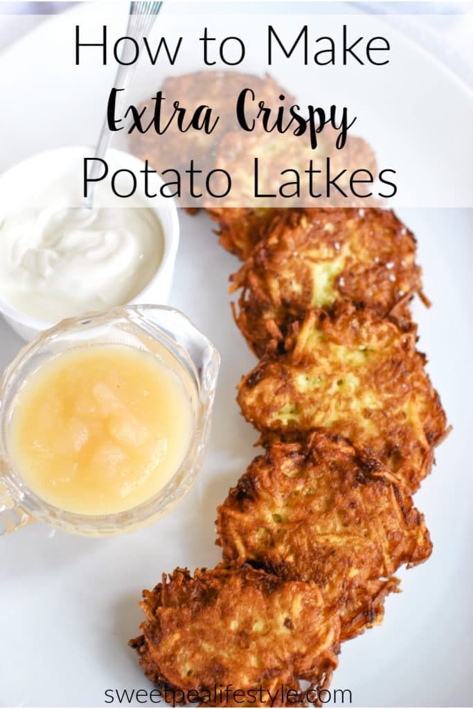 how to make extra crispy potato latkes on a plate with butter and yogurt