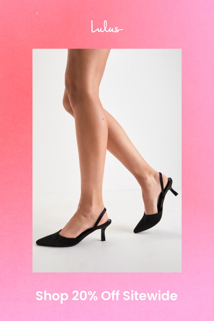 Your favorite going-out heels just dropped, and the Lulus Leith Black Satin Kitten Heel Slingback Pumps are ready to get the party started whenever you are! Keep things ultra-chic with these sleek satin pumps that feature a single sole silhouette, a classy pointed-toe upper with a low-cut collar, and a slender slingback strap (with a bit of elastic at the side for fit). A trendy kitten heel completes the iconic design. 2. 5" wrapped kitten heel. Cushioned insole. Felted rubber sole has nonskid m Chic Slingback Pumps With 4-inch Heel For Night Out, Party Slingback Kitten Heels With 4-inch Heel, Pointed Toe Slingback Sandals For Night Out, Spring Night Out Slingback Pumps With Ankle Strap, Party Slingback Pumps With Padded Block Heel, Spring Slingback Pumps With 4-inch Heel For Night Out, Chic Party Slingback Pumps With Block Heel, Spring Slingback Pumps With Ankle Strap For Night Out, Chic Slingback Sandals With 4-inch Heel For Night Out