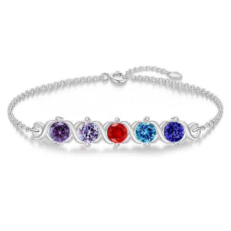 PRICES MAY VARY. Birthstone Bracelet: This bracelet adopts the design idea of cross knitting, embedded with 12 different colors of simulated birthstones. The bracelet design is simple and generous, and can match different types of clothes, suitable for a variety of scenes. How To Customize: The customization step is very simple. 1. Select the corresponding birthstone; 2. Select size and color; 3. Select packaging and material. Product Description: This customized birthstone bracelet has three co Mothers Bracelet, Link Chain Bracelet, Birthstone Bracelet, Bracelet Design, Mom And Grandma, Birthstone Bracelets, Bracelet For Women, Bracelet Jewelry, Three Color