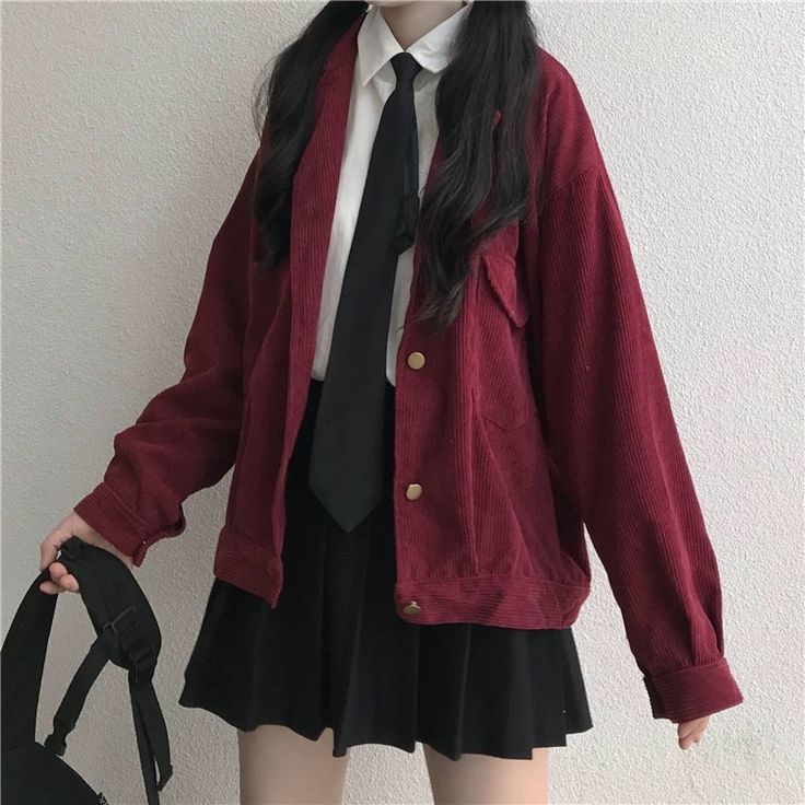 Street Jacket, School Uniform Fashion, School Uniform Outfits, Japanese Harajuku, Vintage Corduroy, Retro Jacket, Women Streetwear, Kawaii Fashion Outfits, Coat Vintage