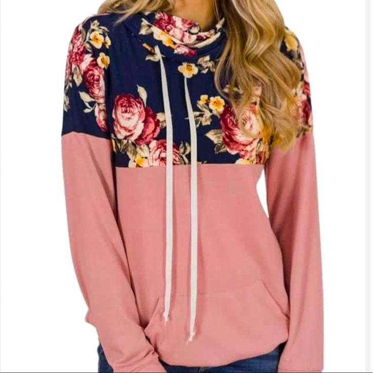 Pink And Navy Floral, Lightweight Sweatshirt 1-Large 1-Xxl Columbia Pullover, Funnel Neck Sweatshirt, Mock Neck Sweatshirt, Chenille Sweater, Pink Crewneck, Tie Dye Hoodie, Long Shirt Dress, Running Jacket, Cotton Pullover