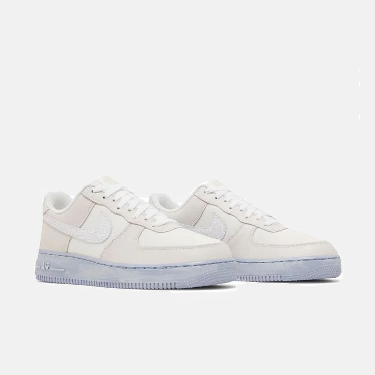 Style No. DV0787-100 Color: Summit White/Blue Whisper/White Nike Air Force 1 Low '07 LV8 EMB features a salt flats washed color on the upper and midsole, giving a nod to Salt Lakk City's opportunity to host the 2023 NBA All-Star. The cracked leather washed appearance gives the canvas on the upper and the rubber sole of this AF1 '07 LV8 EMB gives it a unique look. Nike Air Force 1 Low '07 LV8 EMB Men's Shoes. White Nike Air Force 1, White Nike Air Force, Blue Whisper, White Nike Air, Salt Flats, Toddler Socks, Whisper White, Sweatpants Shorts, Nike Air Force 1 Low